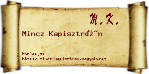 Mincz Kapisztrán névjegykártya